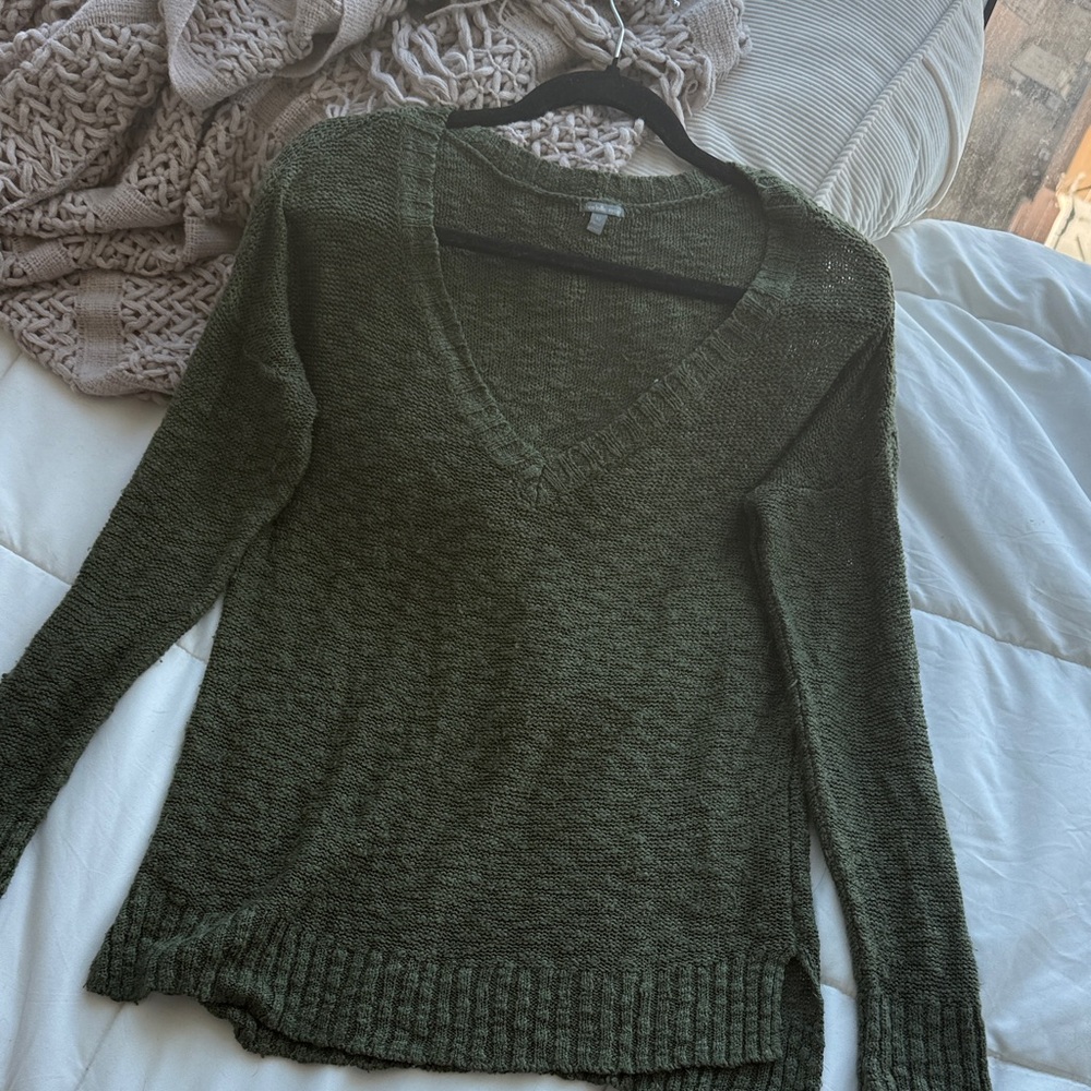 Charlotte Russe Olive V-Neck Sweater